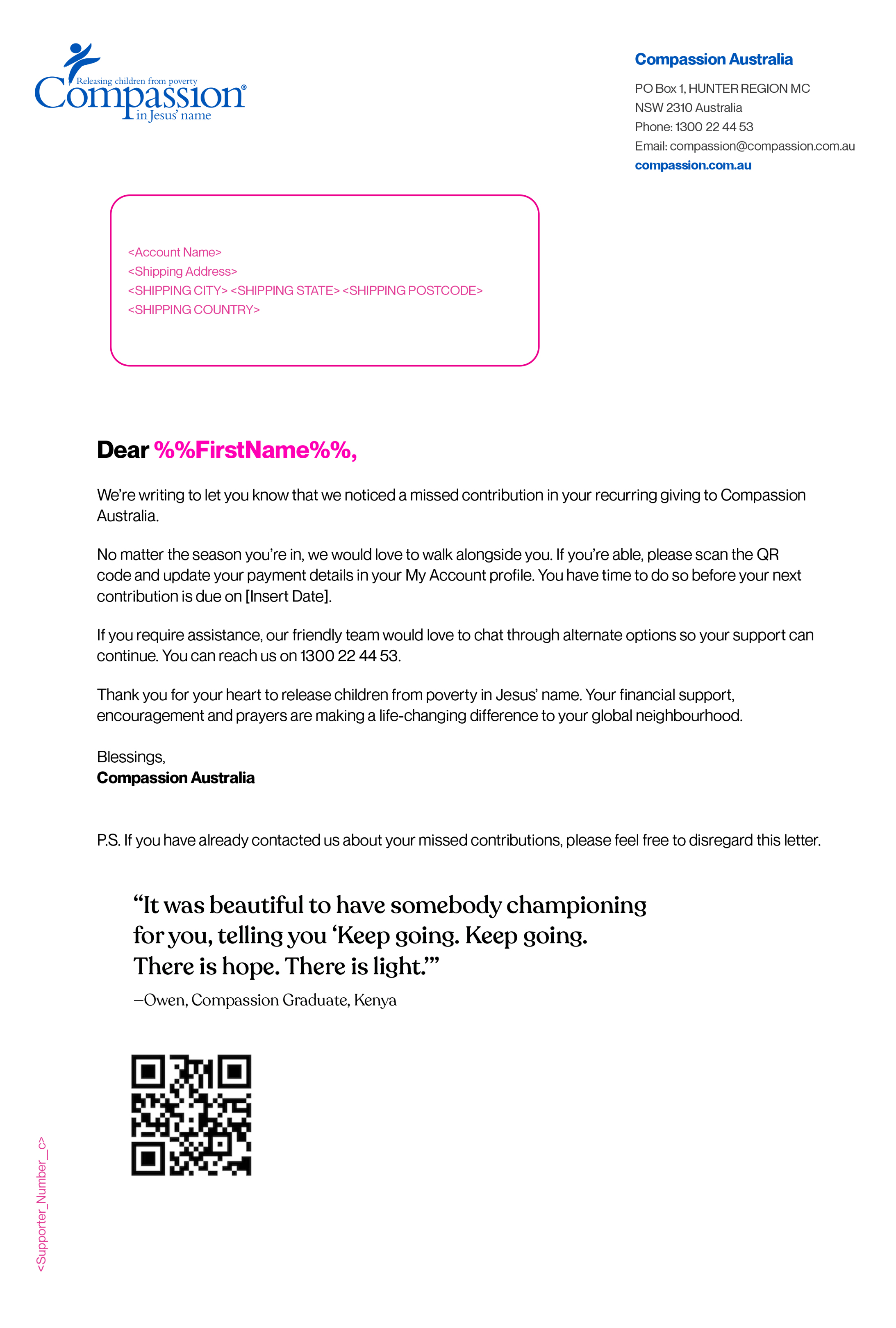 Arrears recovery print letter