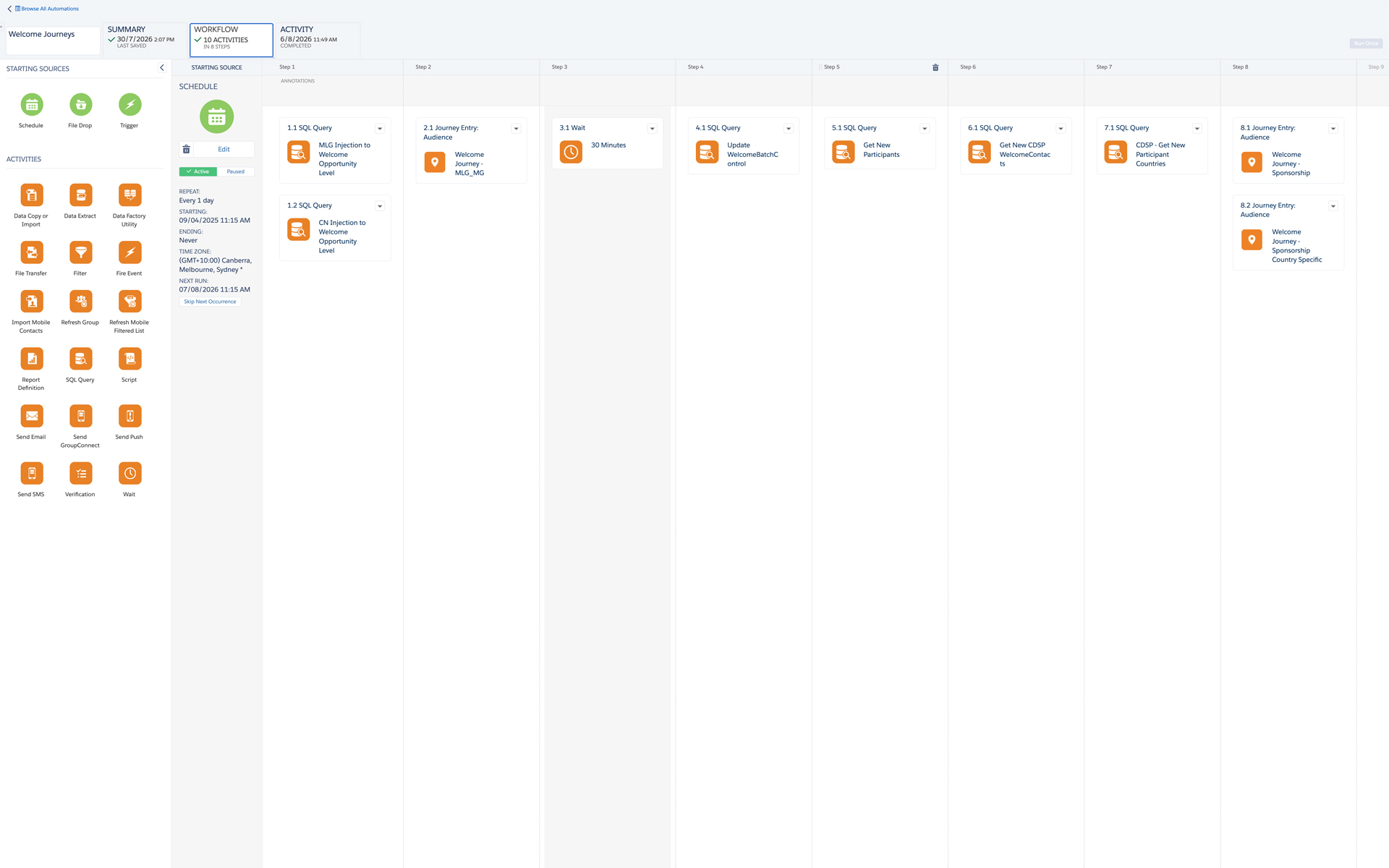 Marketing Cloud automation aggregating CRM data